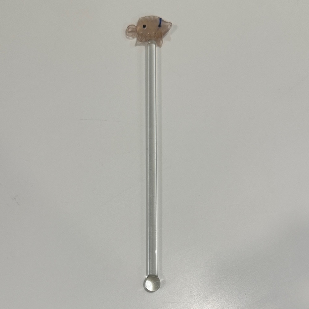 Handmade Glass Cocktail Stirrer, Clear Glass Stirrer with Handblown Fish Top